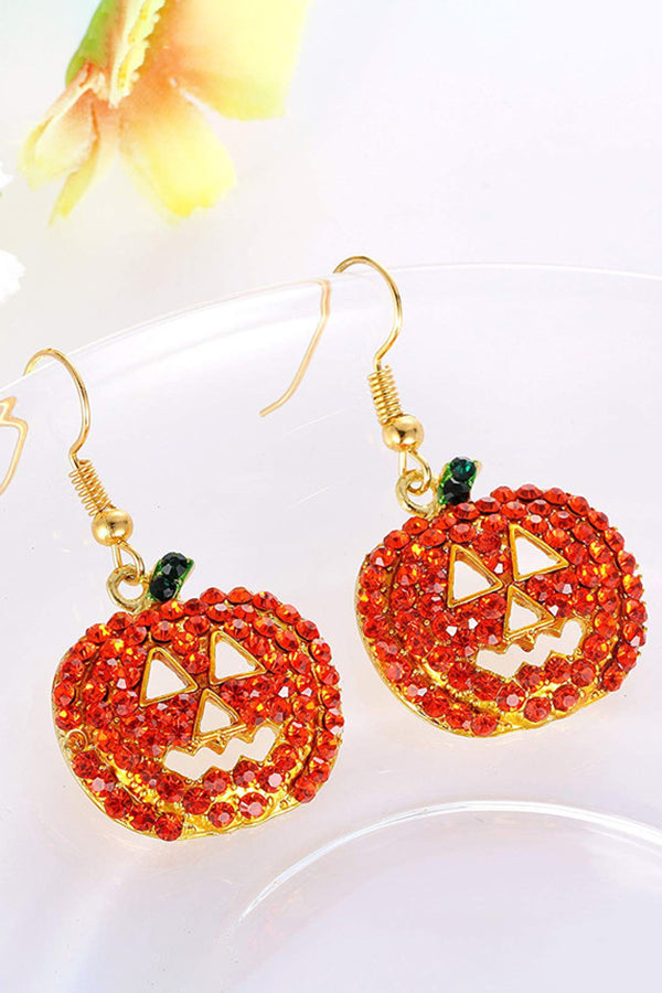 Orange Rhinestone Pumpkin Earrings