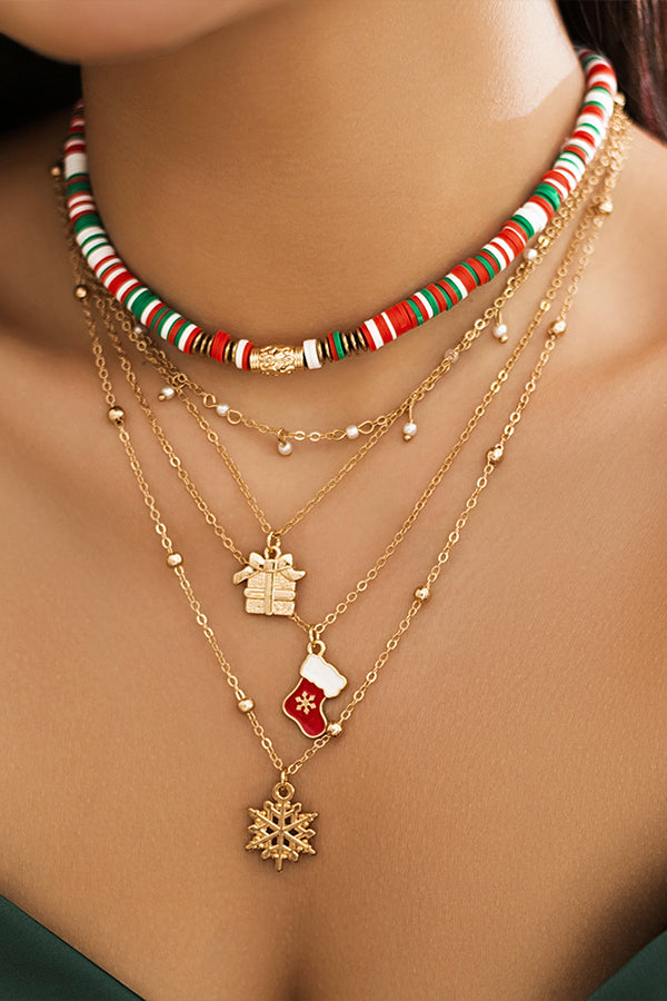 Colorful Christmas Multi-Layered Necklace