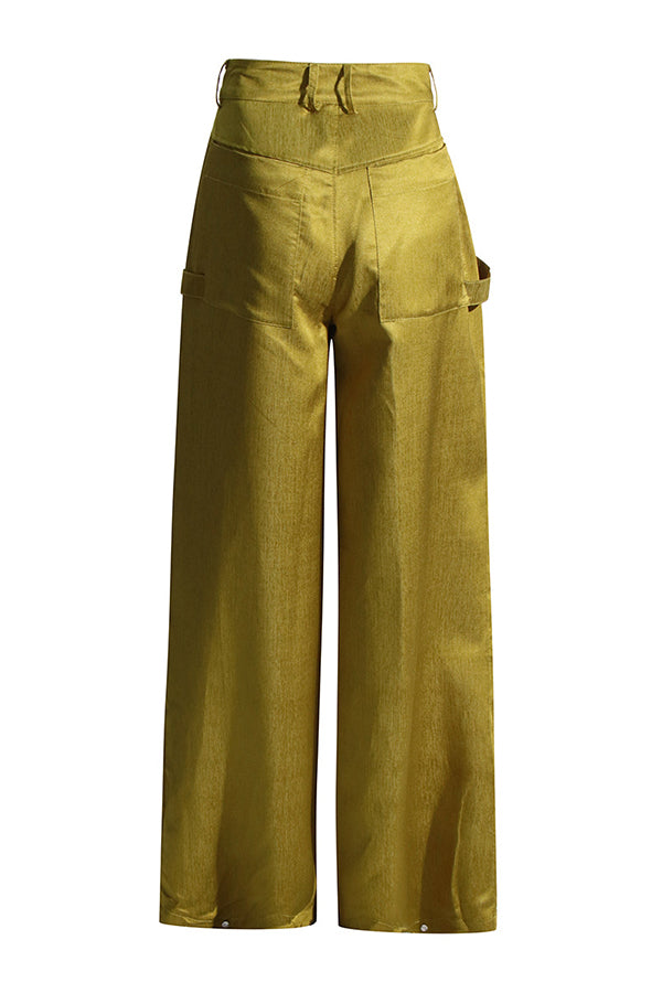 Fashion Zip Detail Flap Pocket Pants