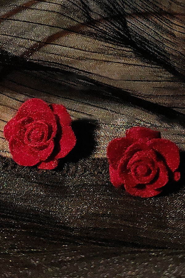 Chic Velvet Rose Stud Earrings