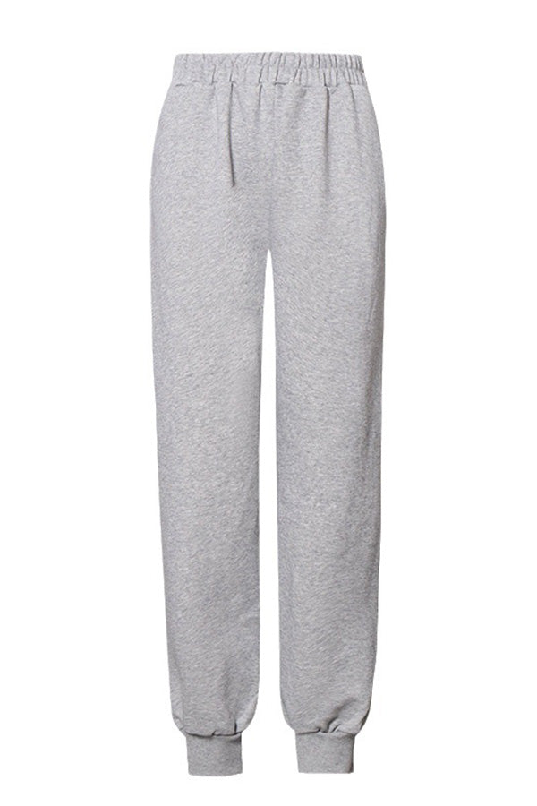 Casual Solid Elastic Waist Sweatpants 