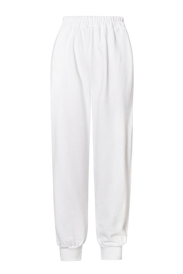 Casual Solid Elastic Waist Sweatpants 