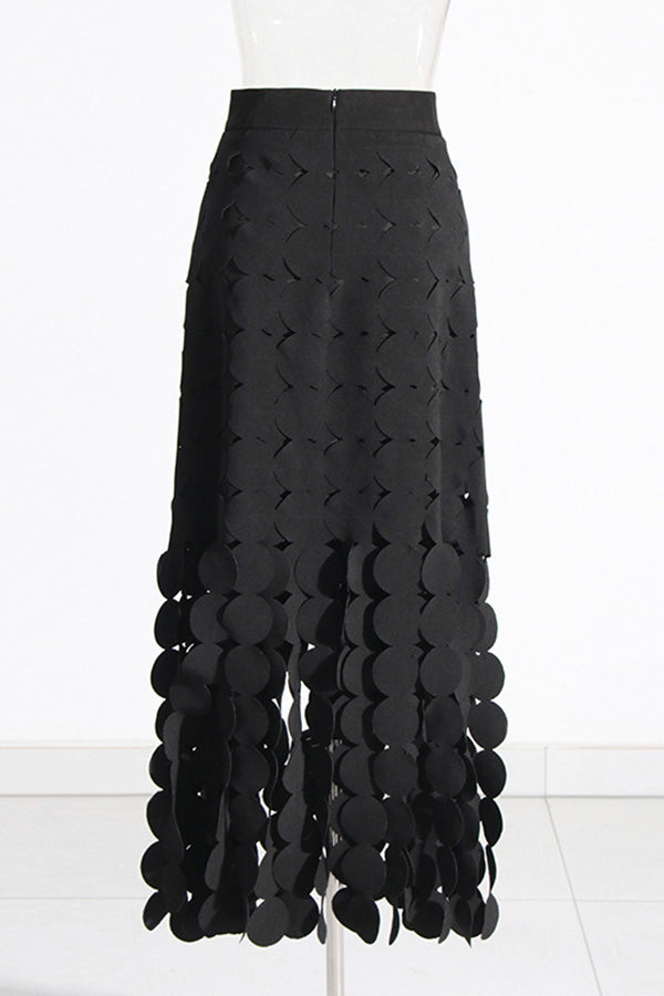 Chic Dot Panel Hollow Out Skirt
