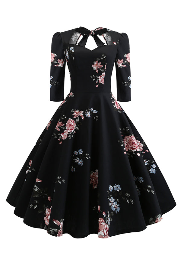 Elegant Floral Print A-line Dress