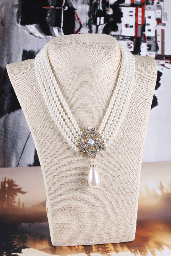 Stylish Chic Layered Pearl Rhinestones Necklace