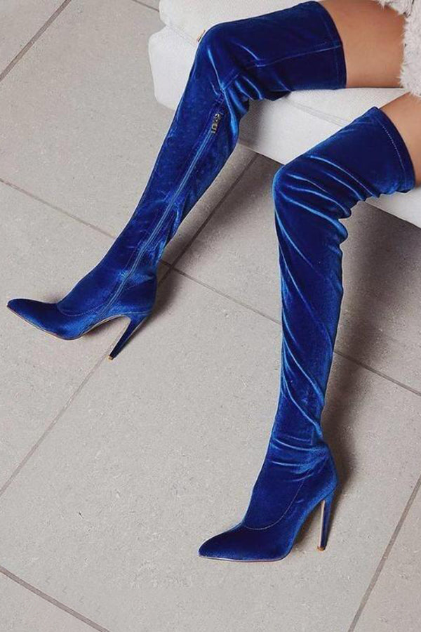Stylish Striking Velour Long High heels