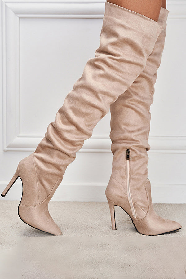 Versatile Ruched Zipper Long High heels