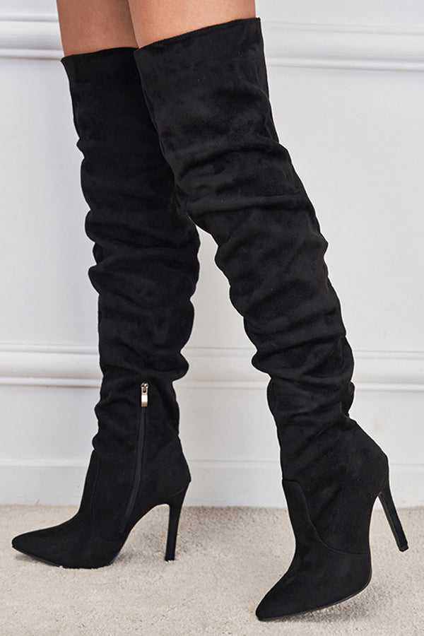 Versatile Ruched Zipper Long High heels