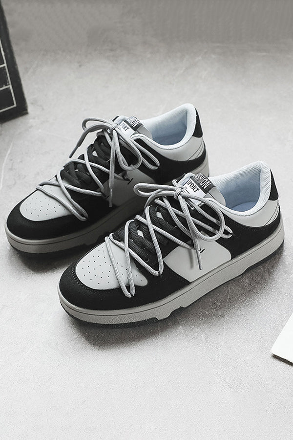 Casual Cozy Lace up Colorblock Sports shoes