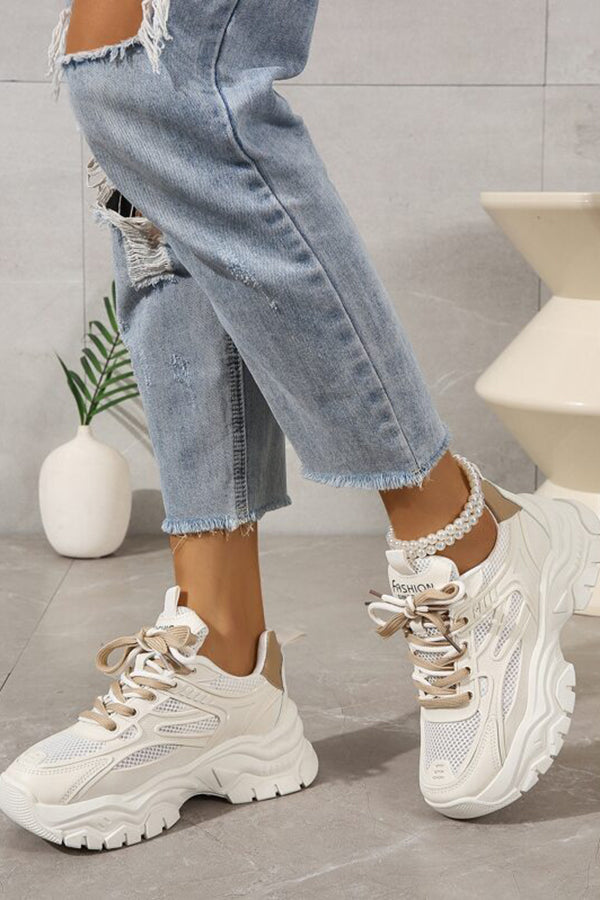 Casual Cozy Lace Up Thick Sole Sneakers