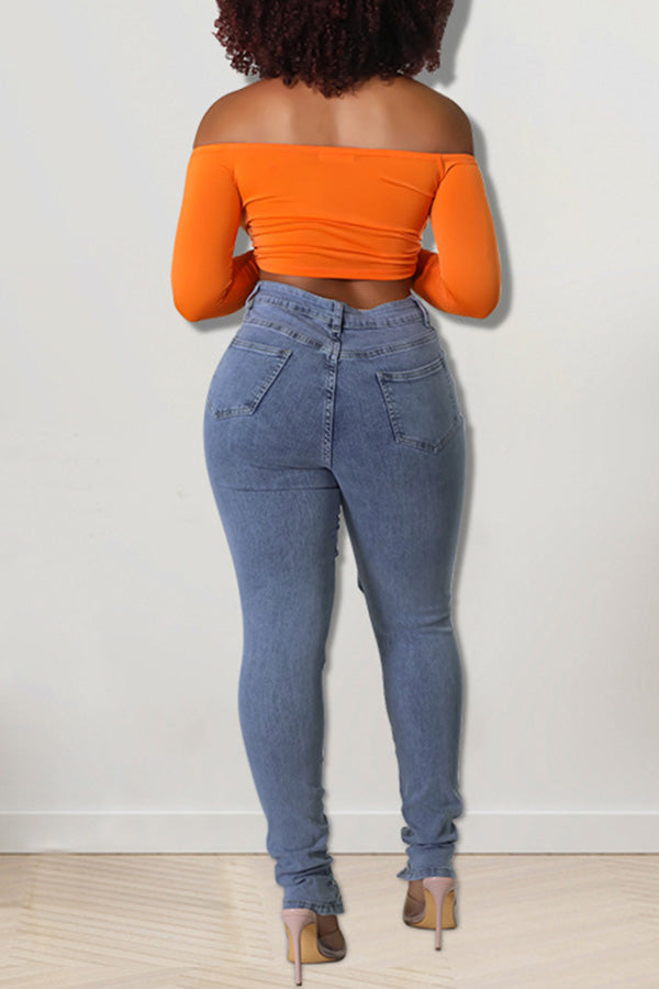 Stylish Unique Lace Up Jeans
