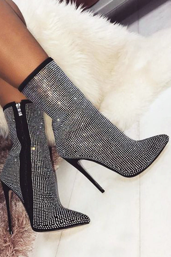 High Heel Boots Pointed Toe Boots Stilettos Mid Calf Boots