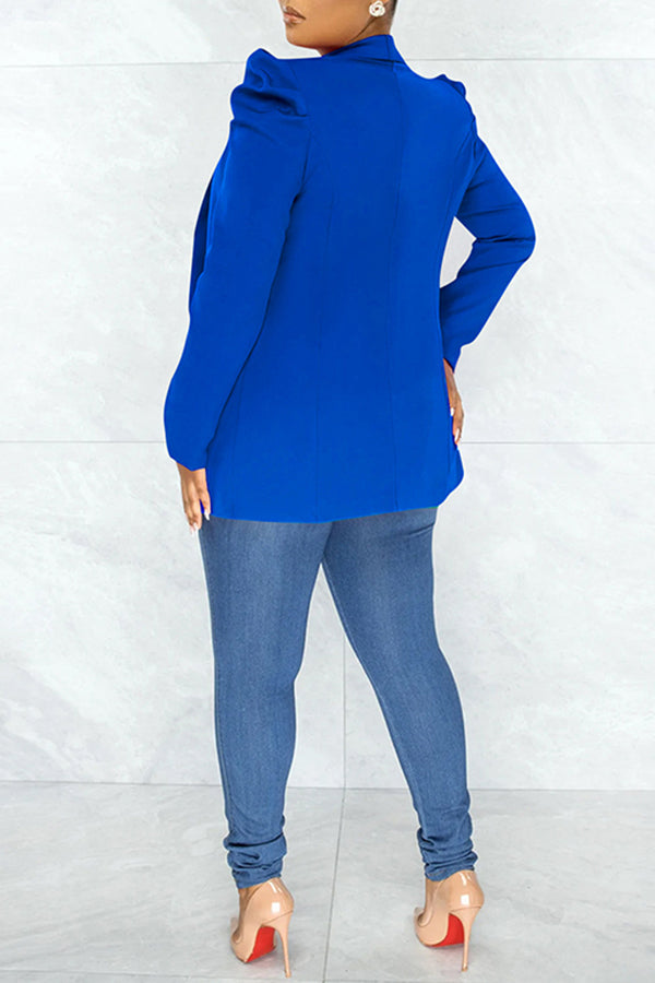 Ruched Long Sleeve Open Front Blazer