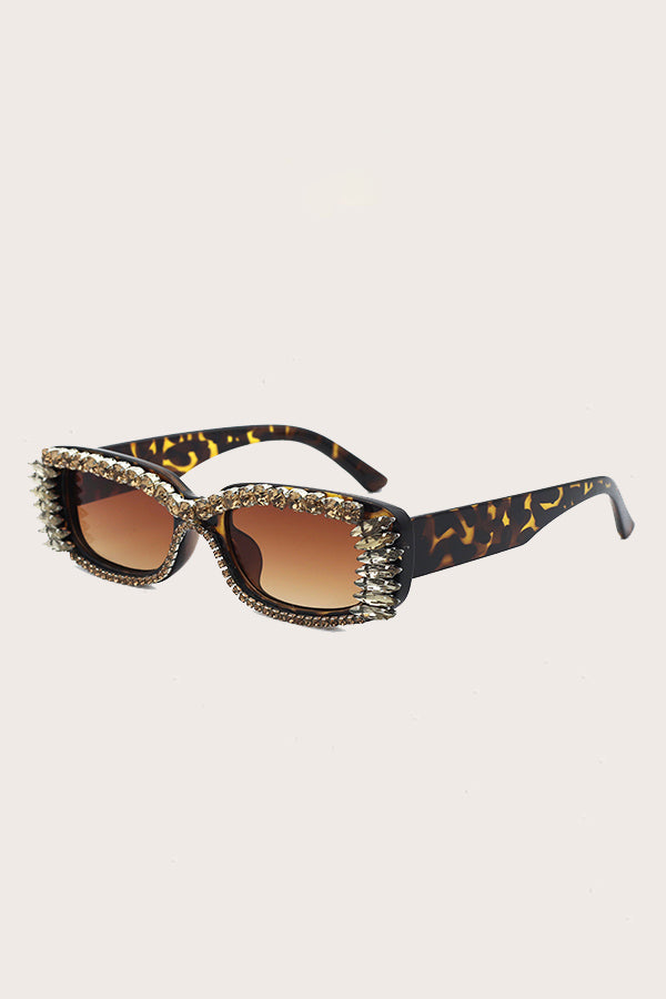 Leopard Oval Frame Full Zircon Sunglasses