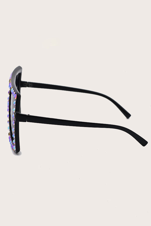 Stylish Rectangle Frame Full Zircon Sunglasses