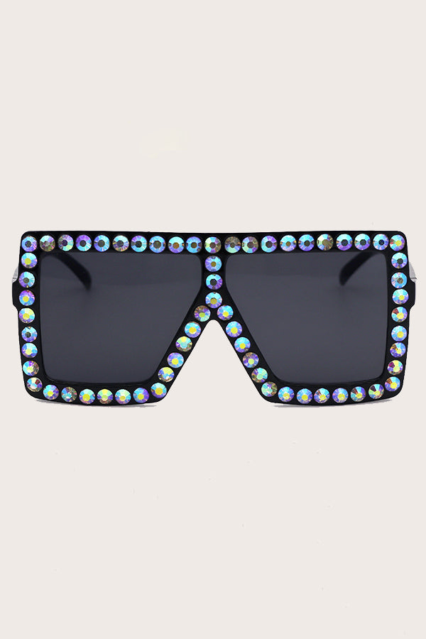Stylish Rectangle Frame Full Zircon Sunglasses