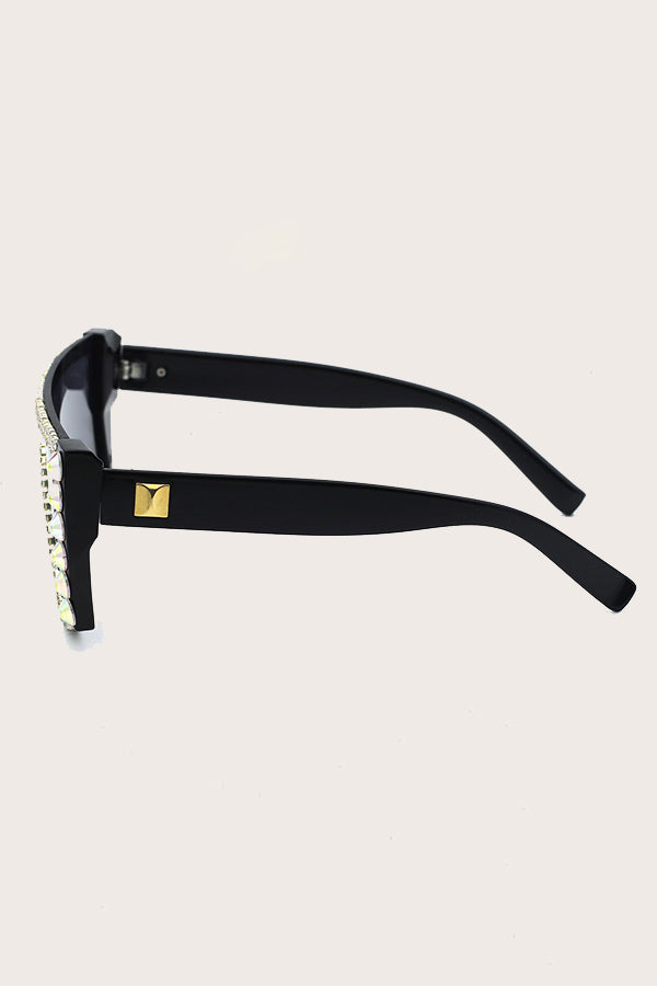 Fashion Rectangle Zircon Frame Black Sunglasses
