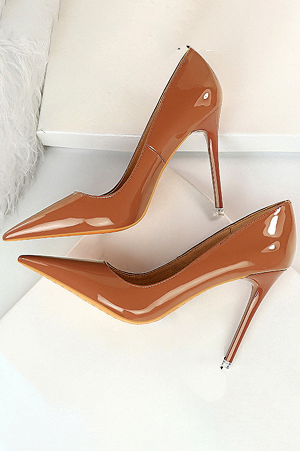 Simple Stiletto Patent Leather High Heels