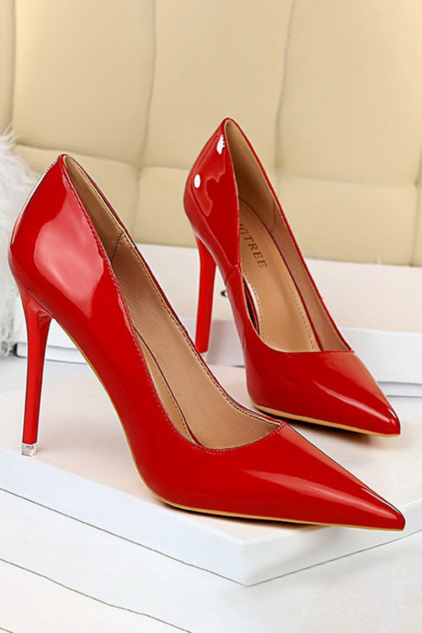 Simple Stiletto Patent Leather High Heels