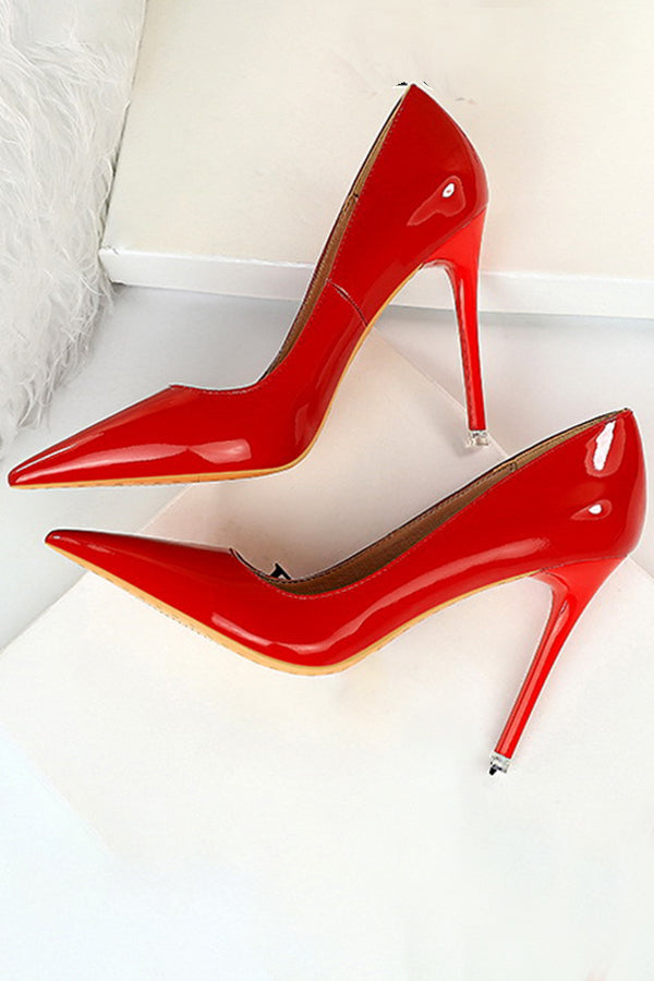 Simple Stiletto Patent Leather High Heels