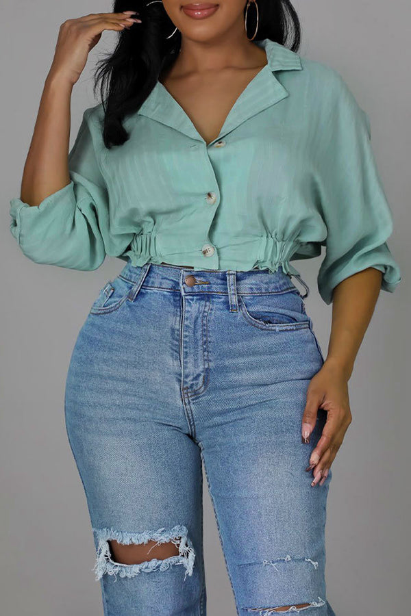 Single Breasted Cropped Blouse
