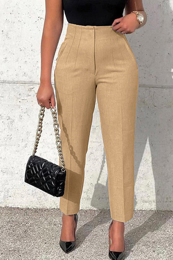 Casual Solid Color Tailored Pants