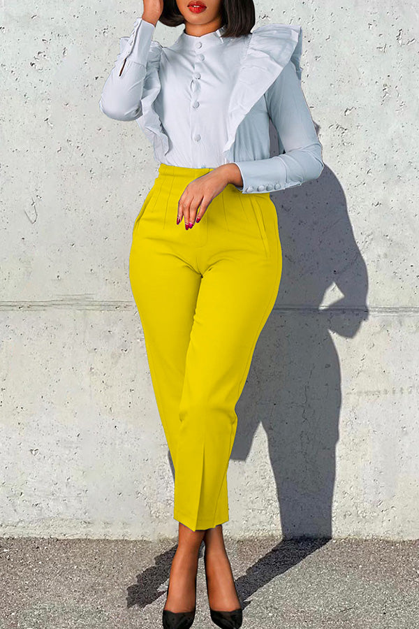 Casual Solid Color Tailored Pants