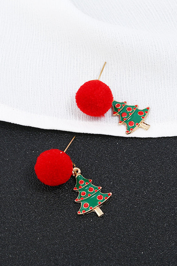 Sweet Furry Ball Christmas Tree Earrings