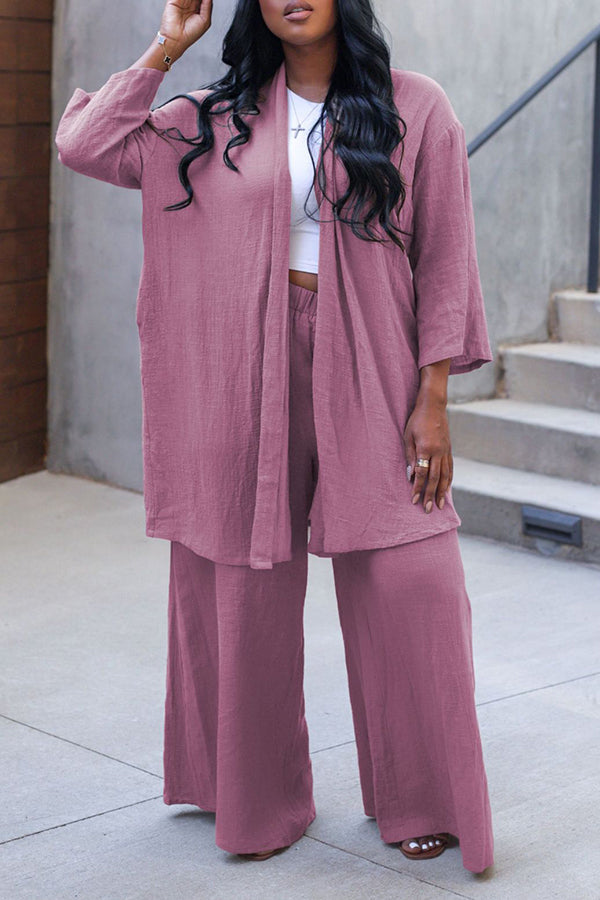 Cozy Solid Cardigan & Pants Set