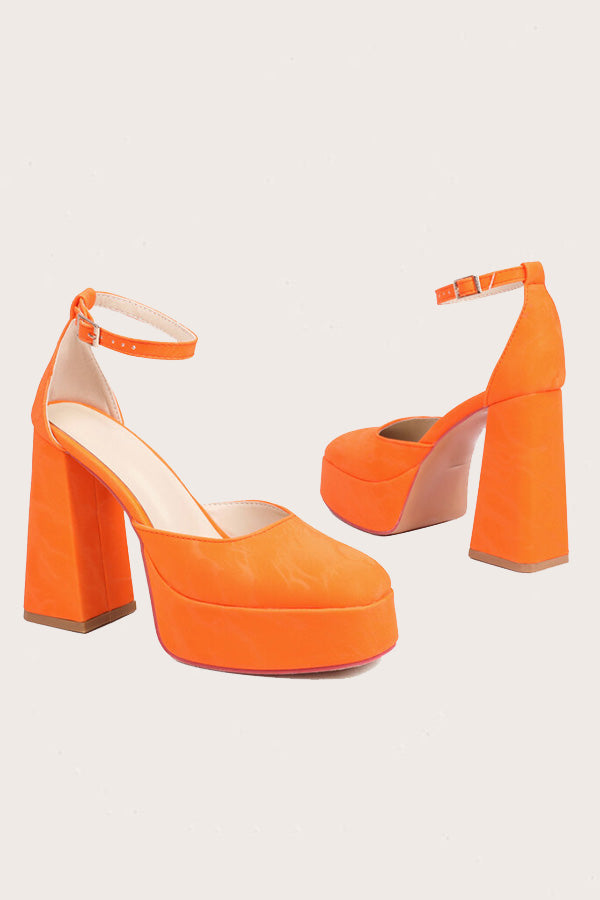 Stylish Versatile Round Toe Chunky High heels