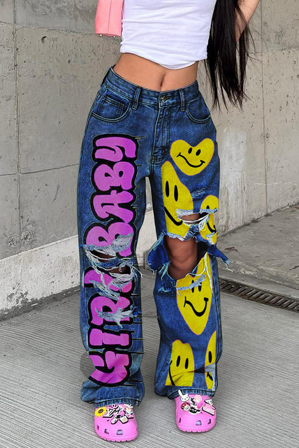 Personality Stylish Figure Graphic Jeans