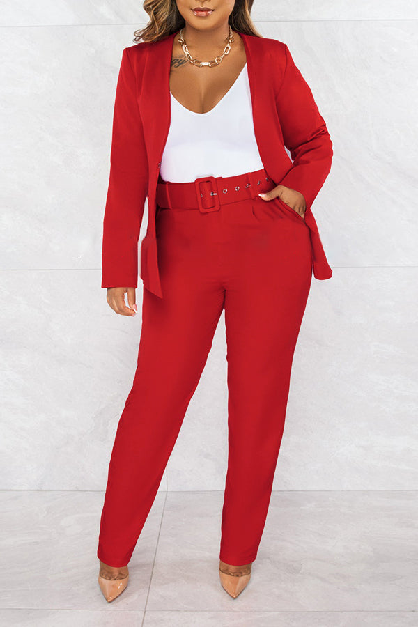 Leisure Open Front Blazer & Pants Set